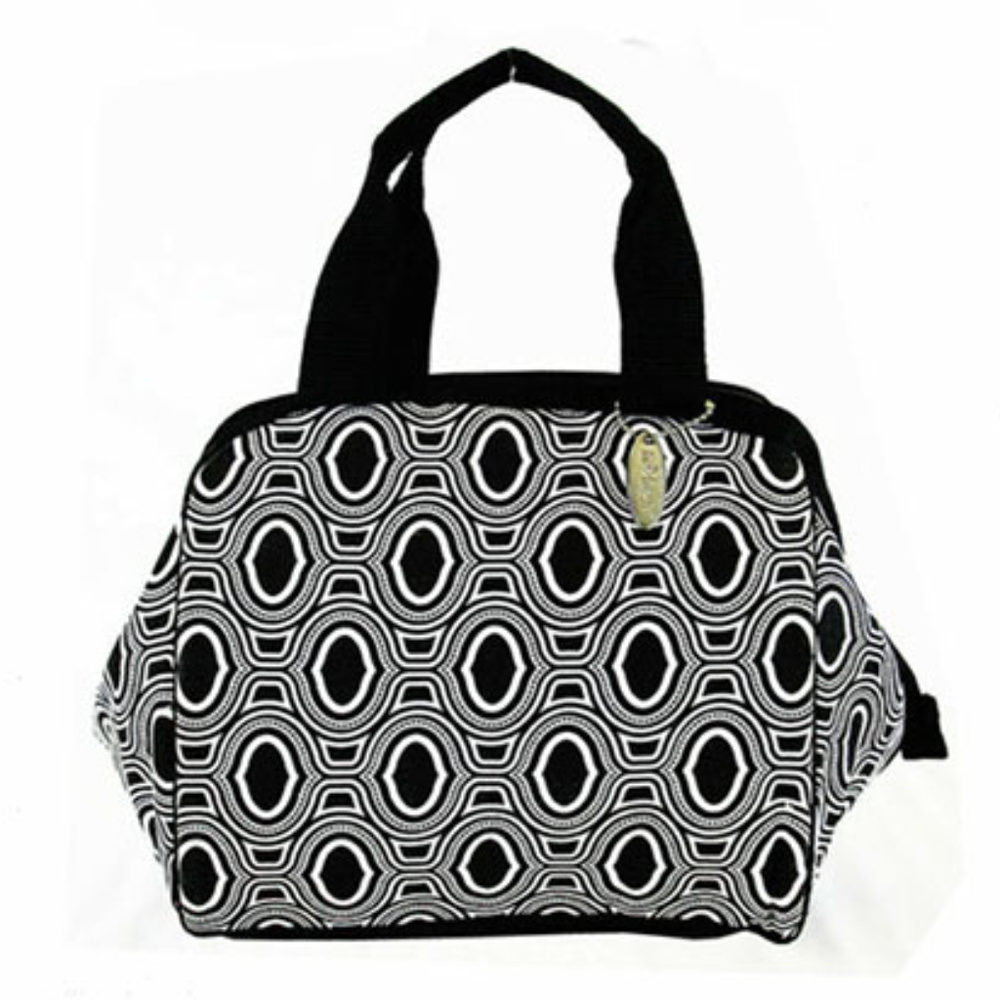 FIT & FRESH Black & White Canvas Lunch Cooler Bag